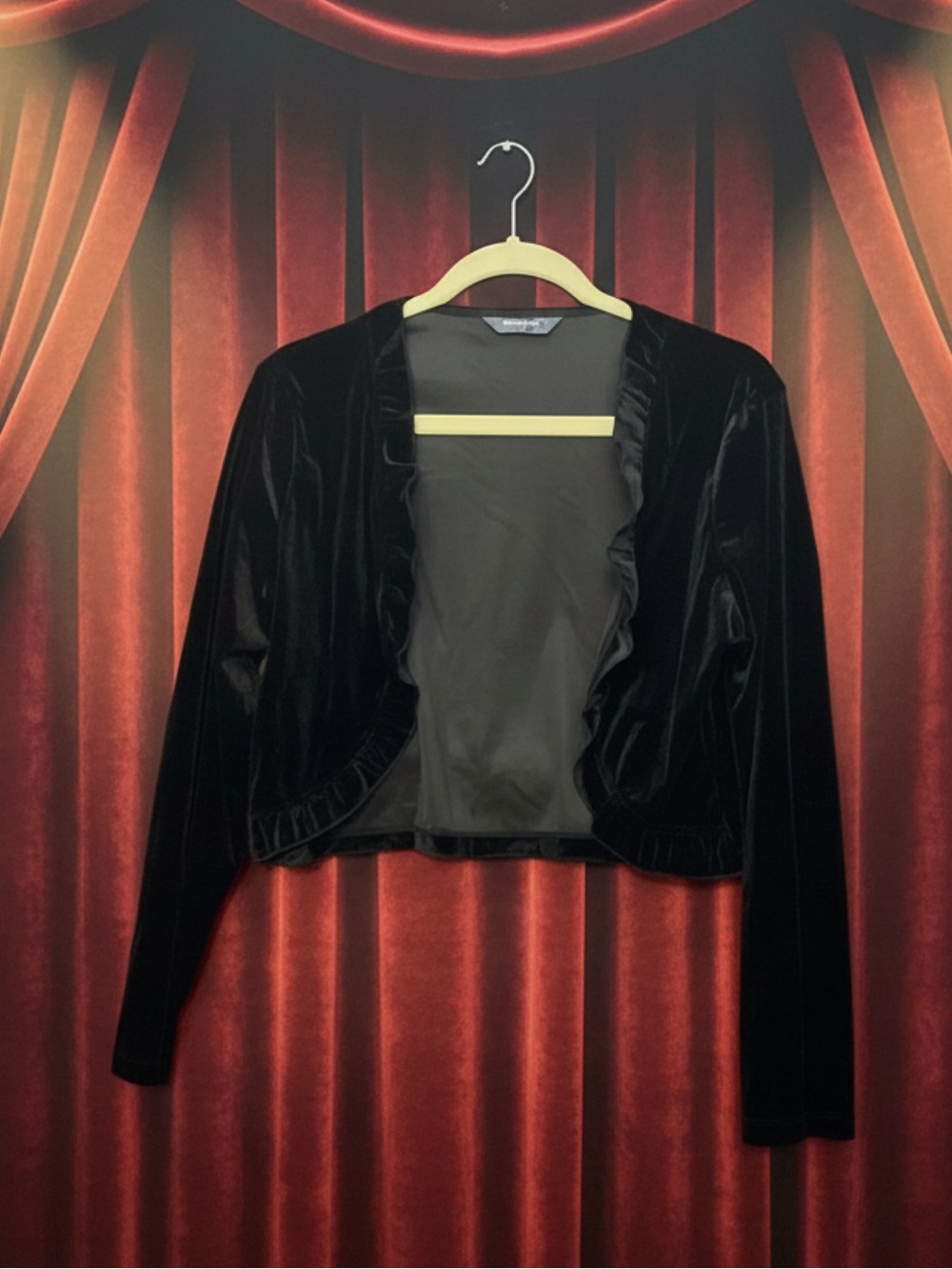 Black Velvet Cropped Bolero Jacket • NWT • 22" p2p, 18" length